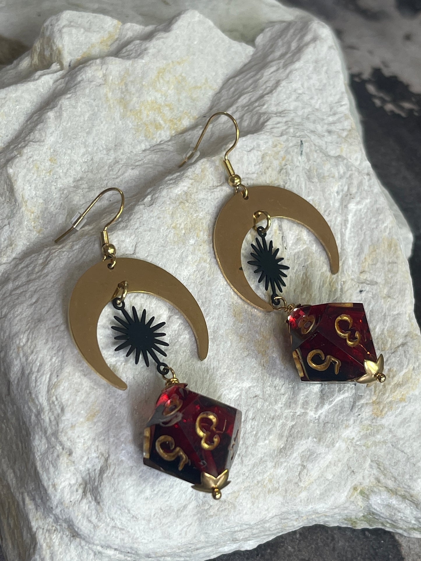 Red and Gold Luna D10 earrings