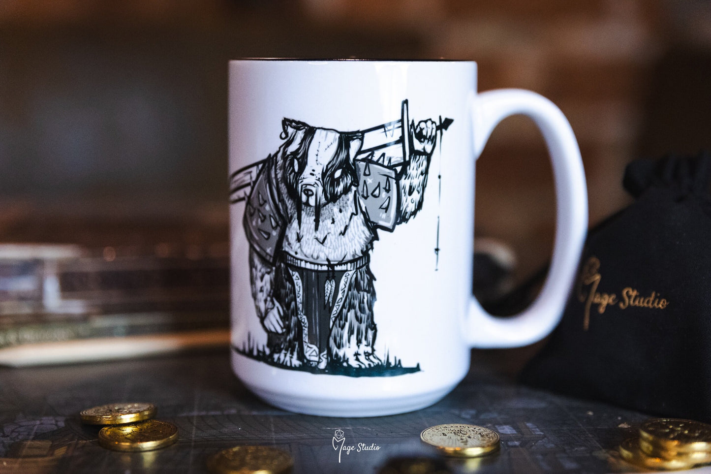 Fighter D&D class mug 450ml 15oz black inside / customization