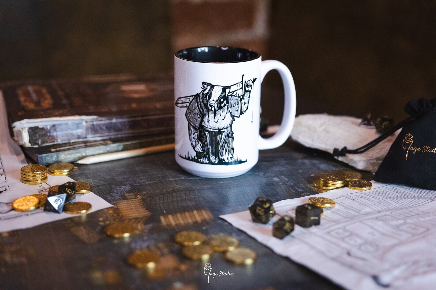 Fighter D&D class mug 450ml 15oz black inside / customization