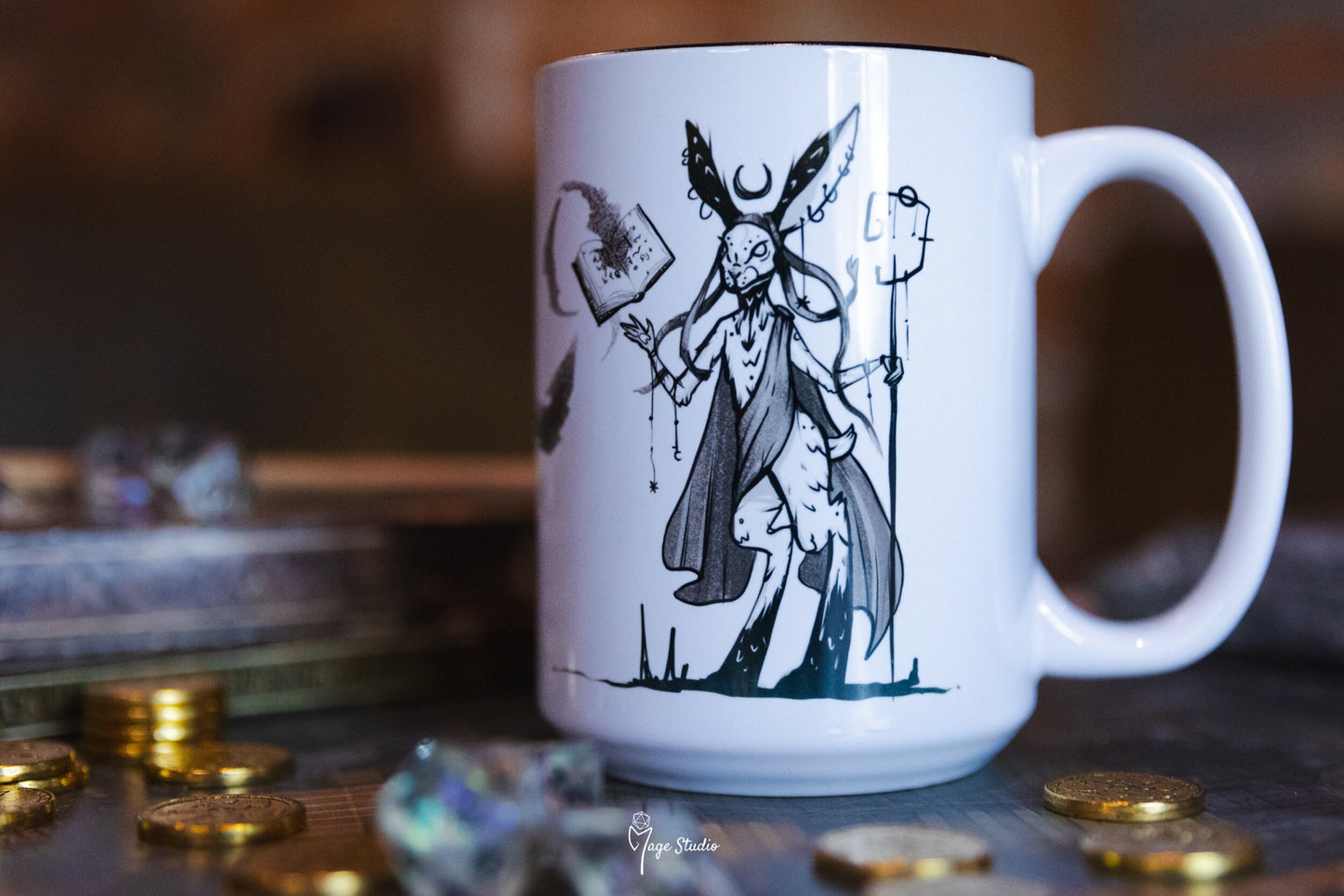 Wizard D&D class mug 450ml 15oz black inside / customization
