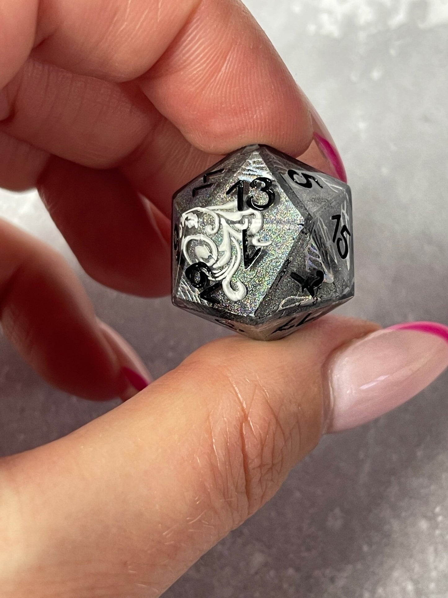 Holographic Fairy Wings D20 die