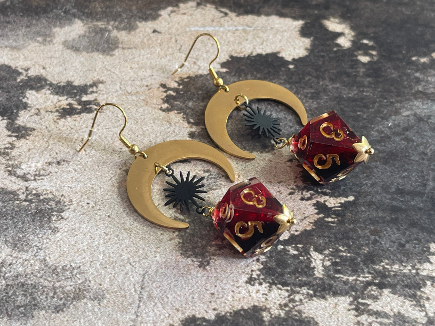 Red and Gold Luna D10 earrings