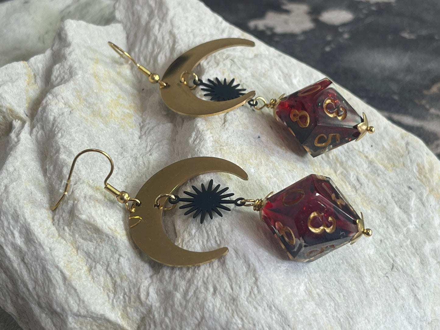 Red and Gold Luna D10 earrings