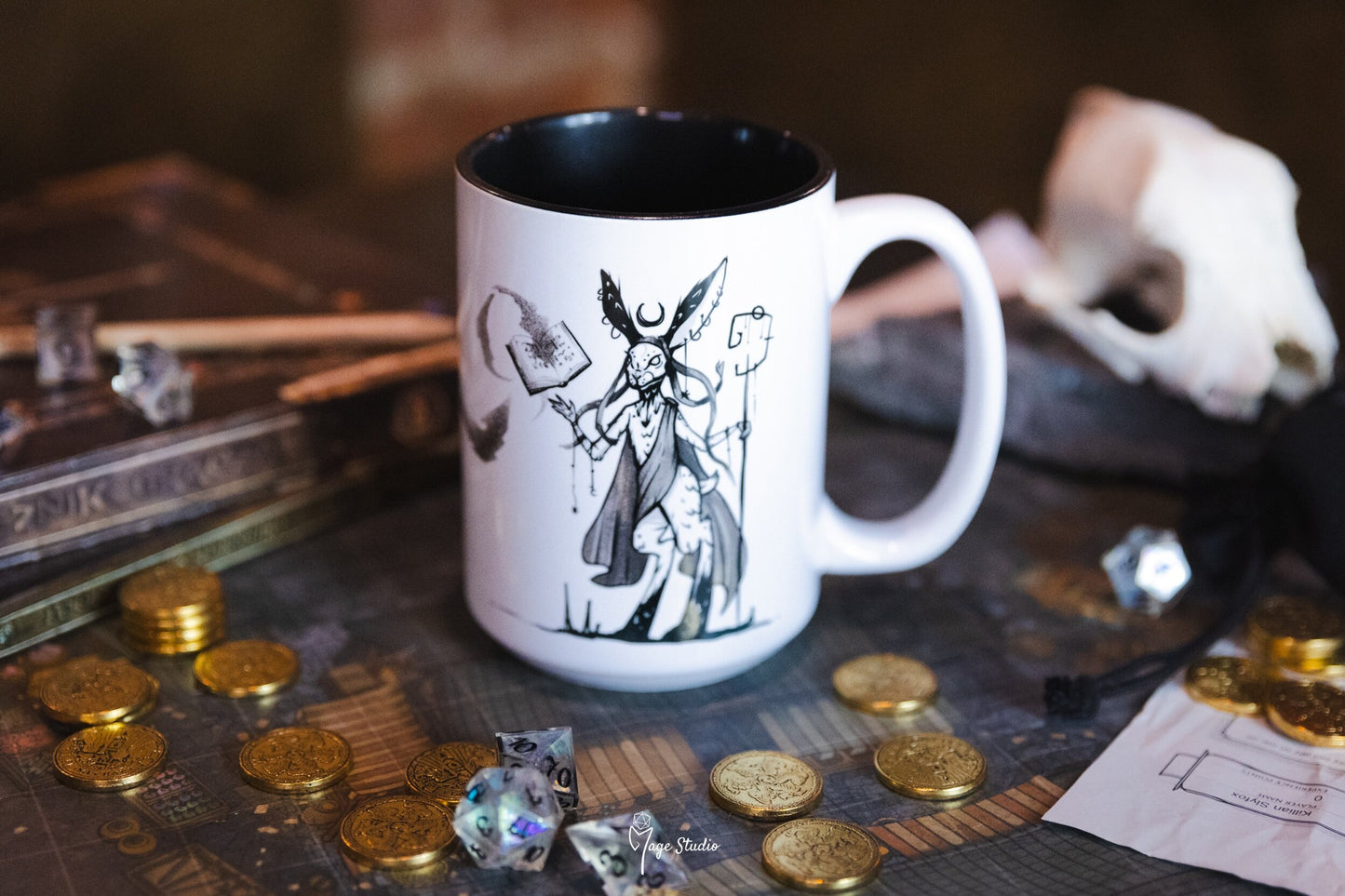 Wizard D&D class mug 450ml 15oz black inside / customization