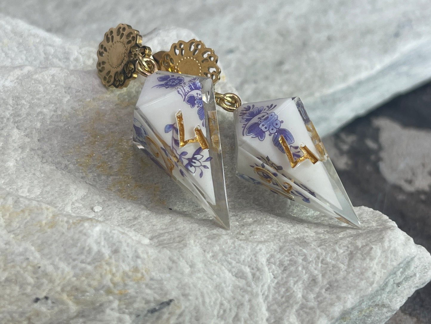 Porcelain D4 shard earrings