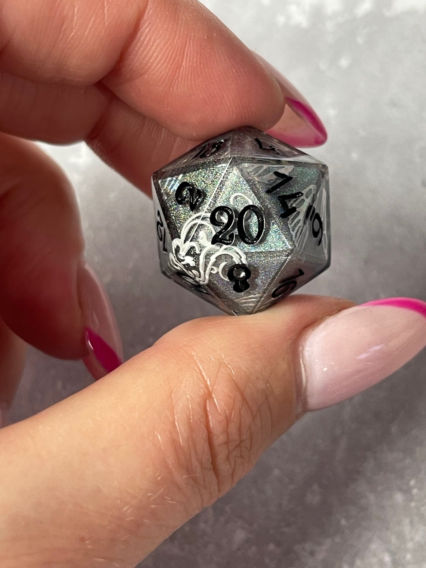 Holographic Fairy Wings D20 die