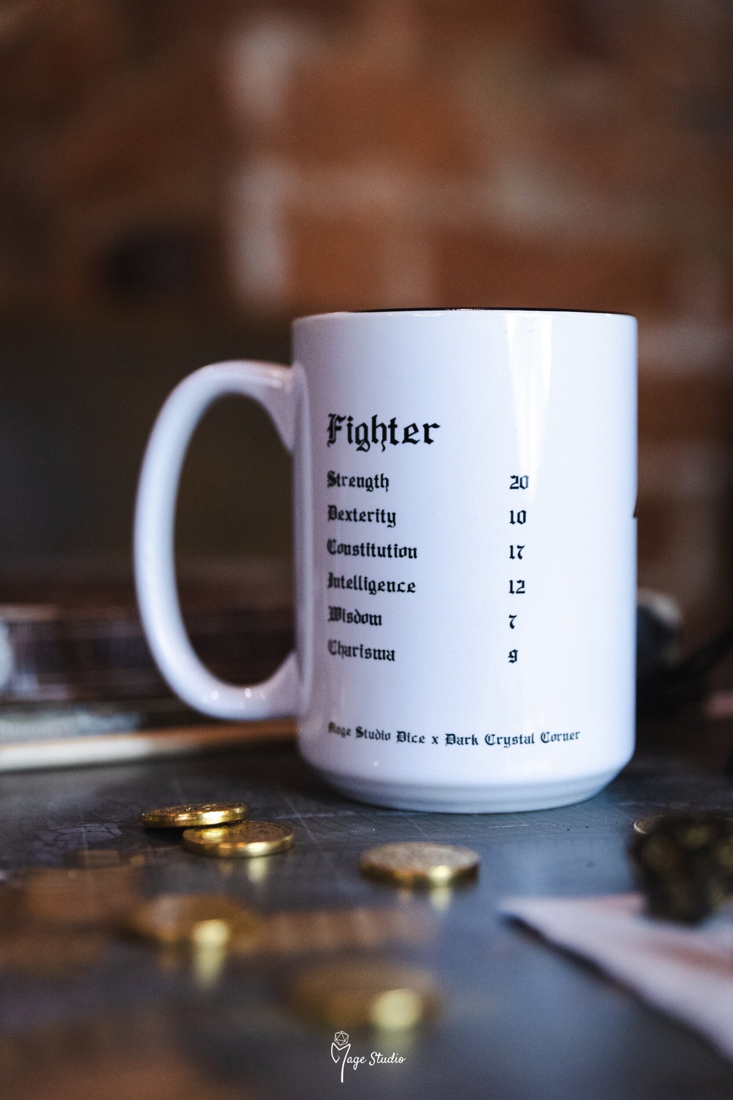 Fighter D&D class mug 450ml 15oz black inside / customization