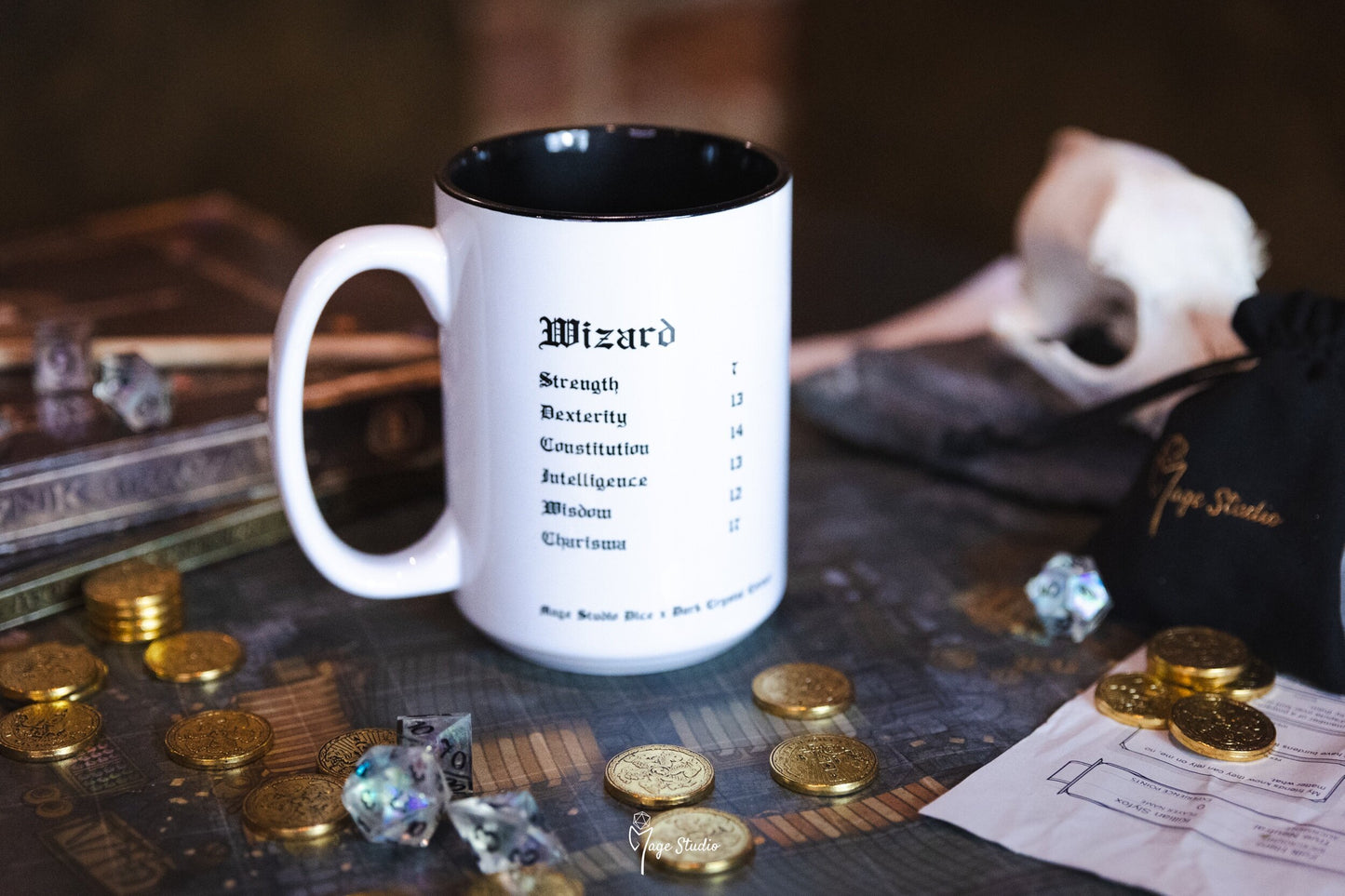 Wizard D&D class mug 450ml 15oz black inside / customization