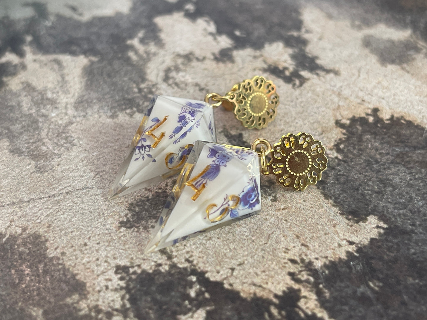 Porcelain D4 shard earrings