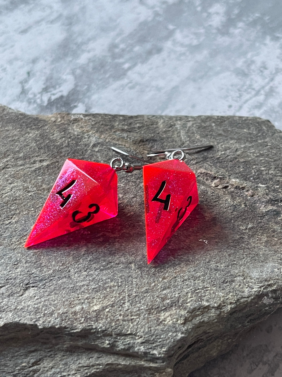 Neon Goth D4 dice earrings