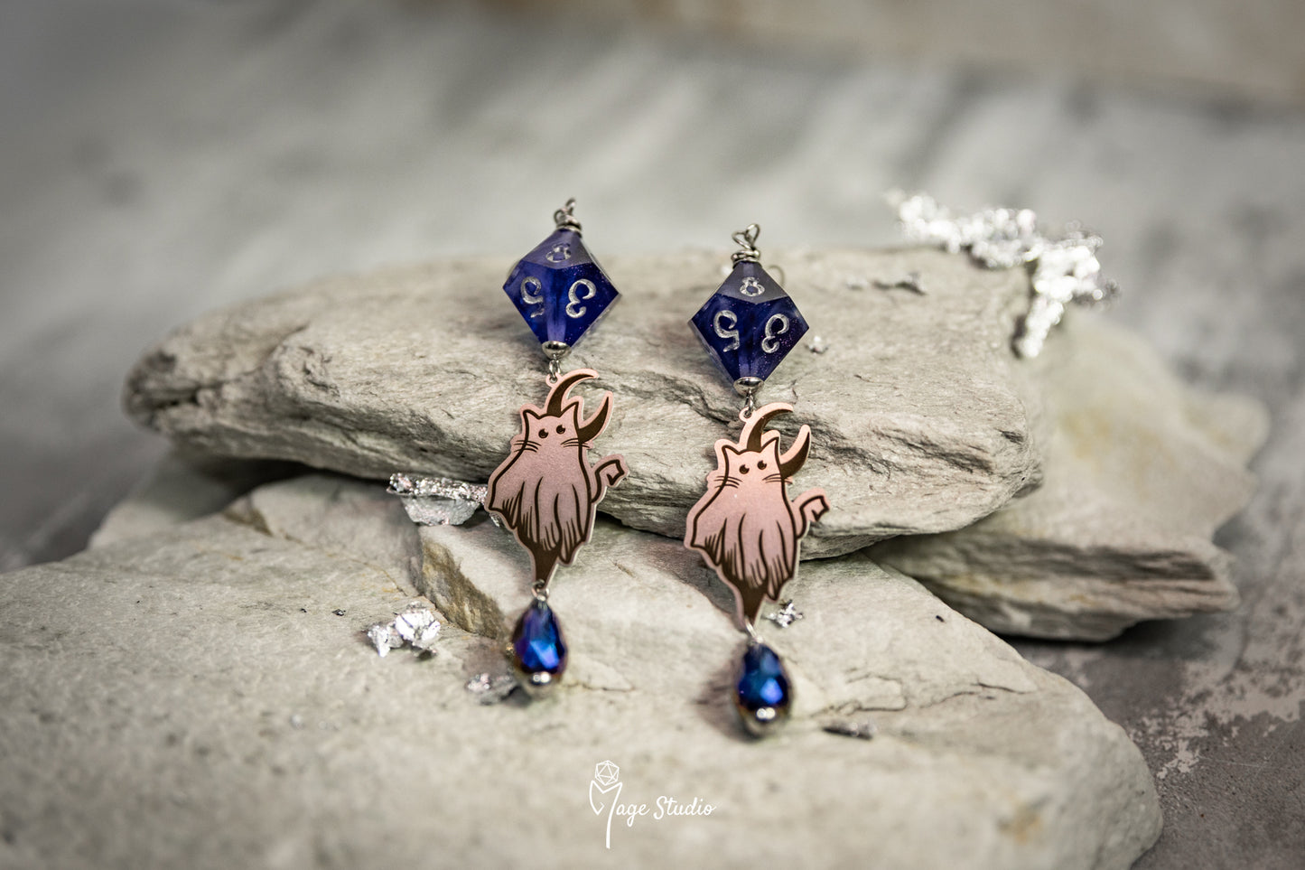 Ghost Kitty D10 earrings