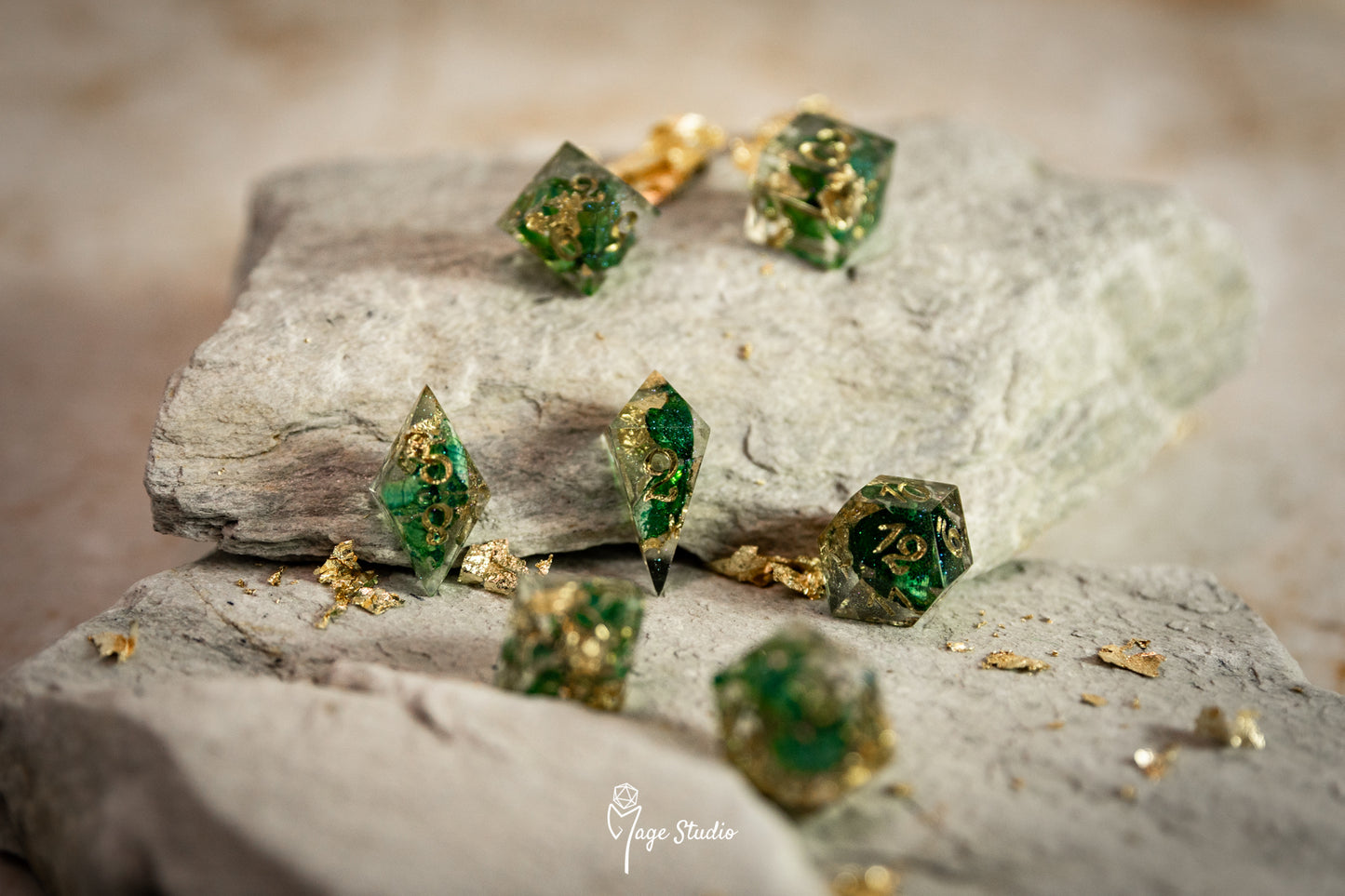 Gold Bloom dice set (7pcs) alternative shapes