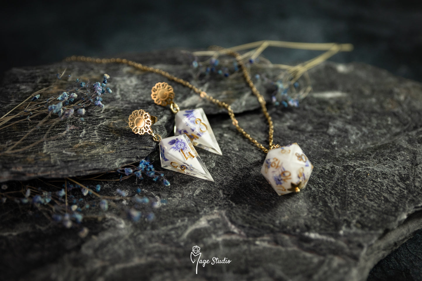 Porcelain D20 dice necklace