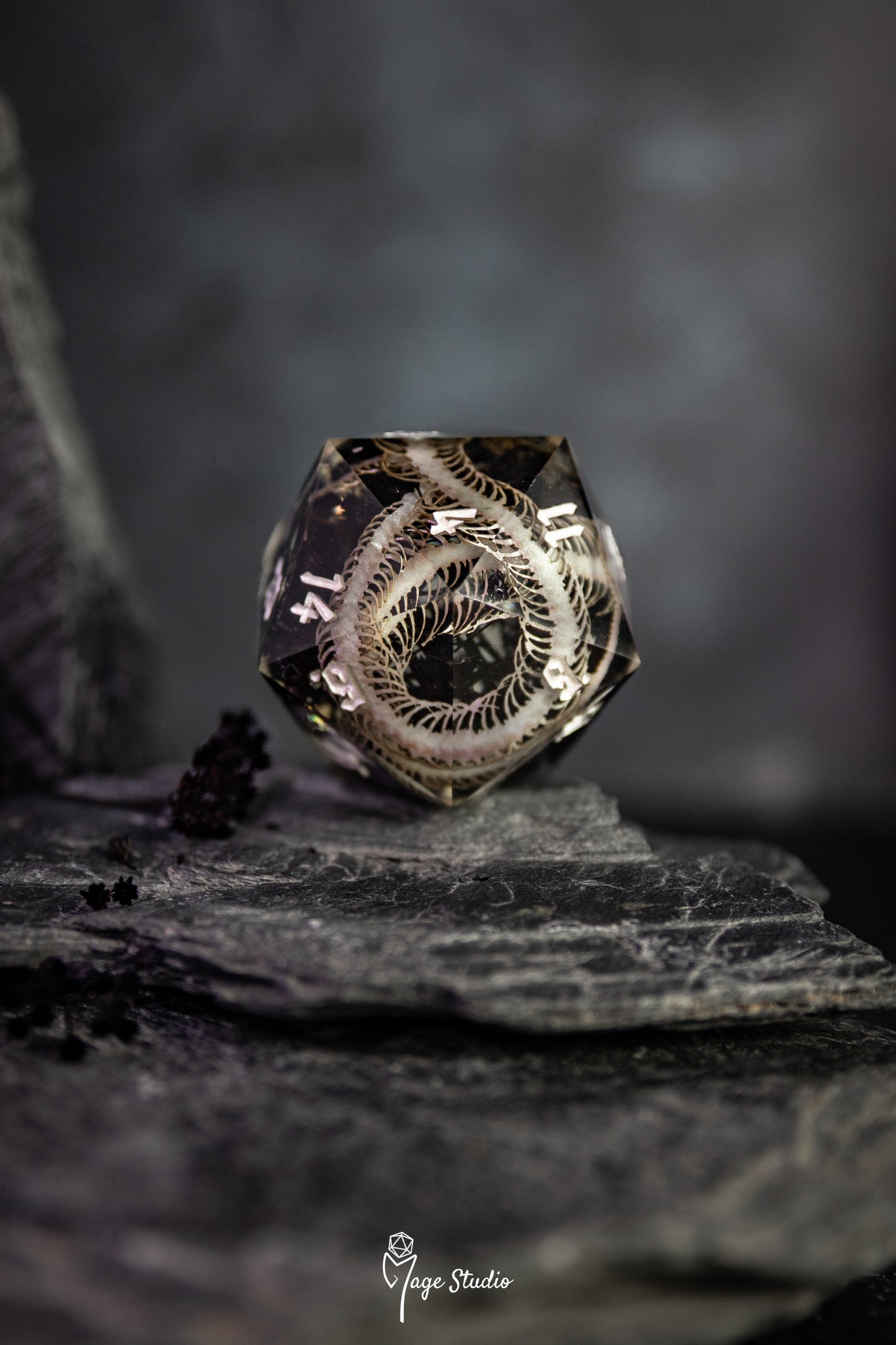 Skeleton Snake D20 50mm die chonk