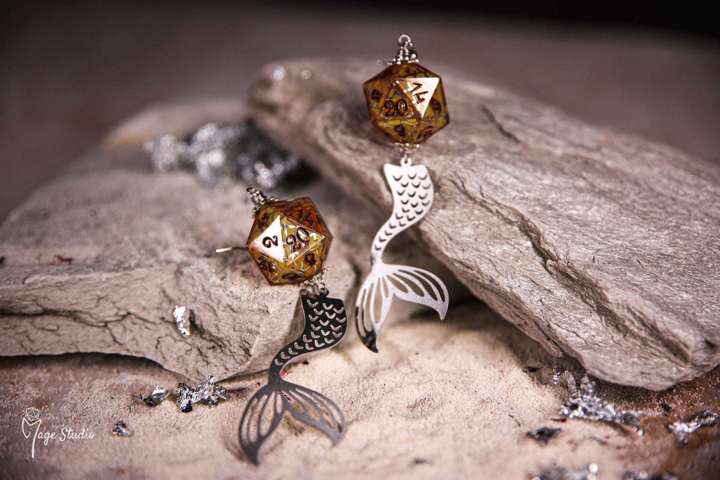 Mermaids D20 earrings yellow