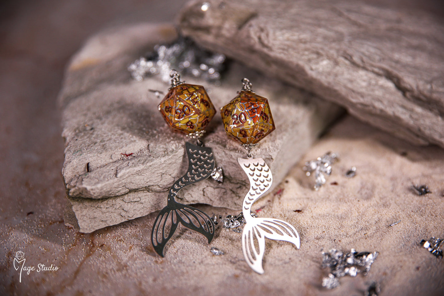 Mermaids D20 earrings yellow
