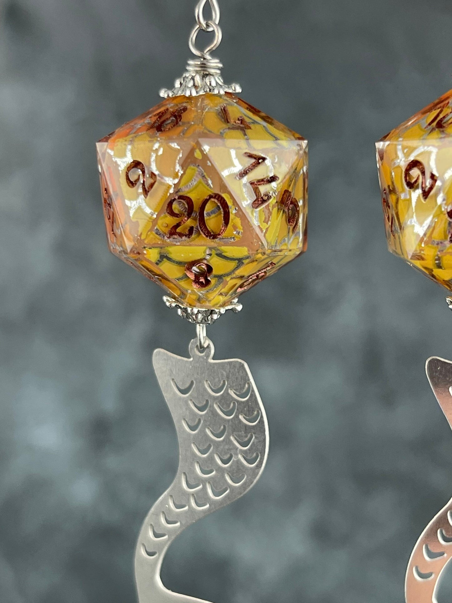 Mermaids D20 earrings yellow
