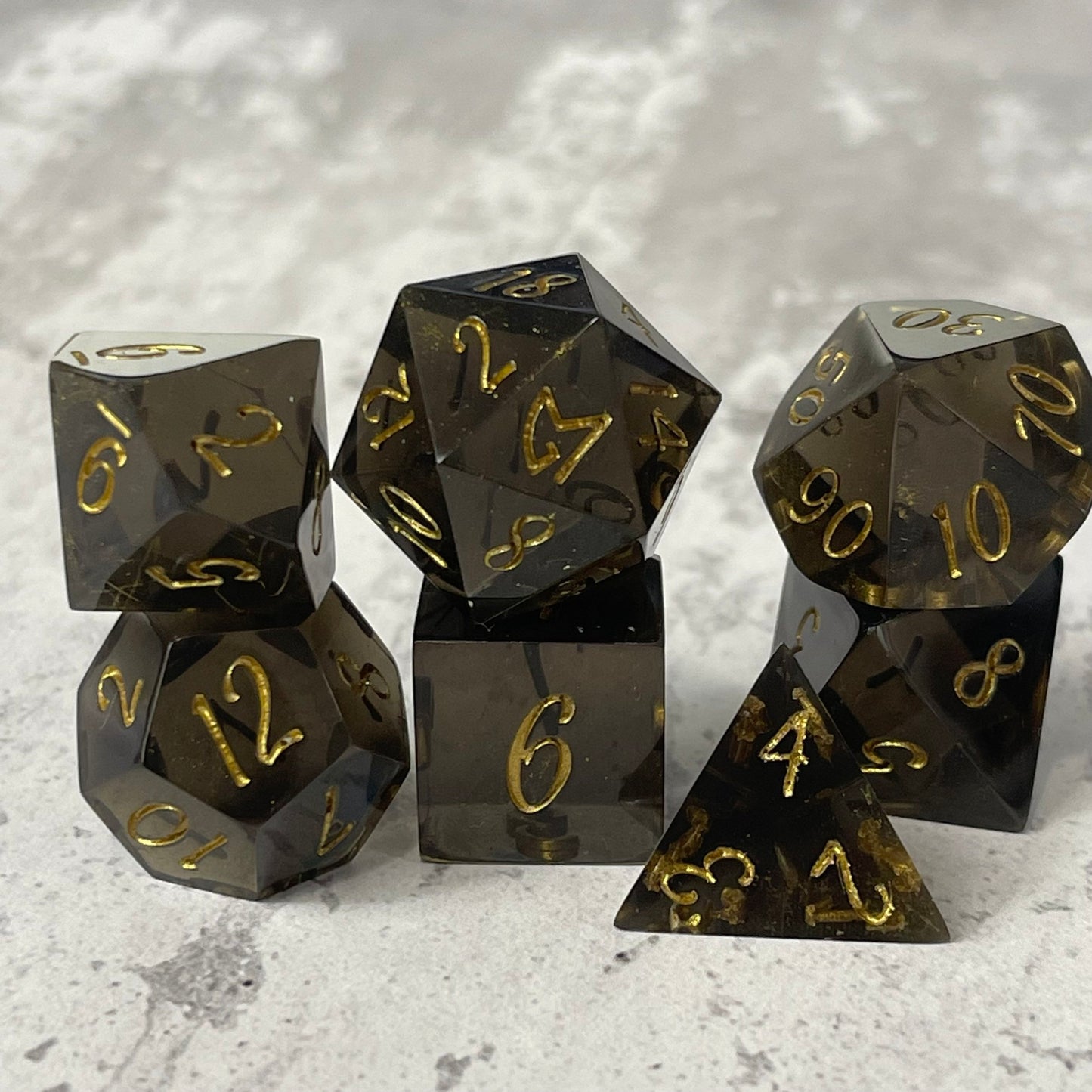Mel Mederada- handmade resin Dice set 7pcs logo D20