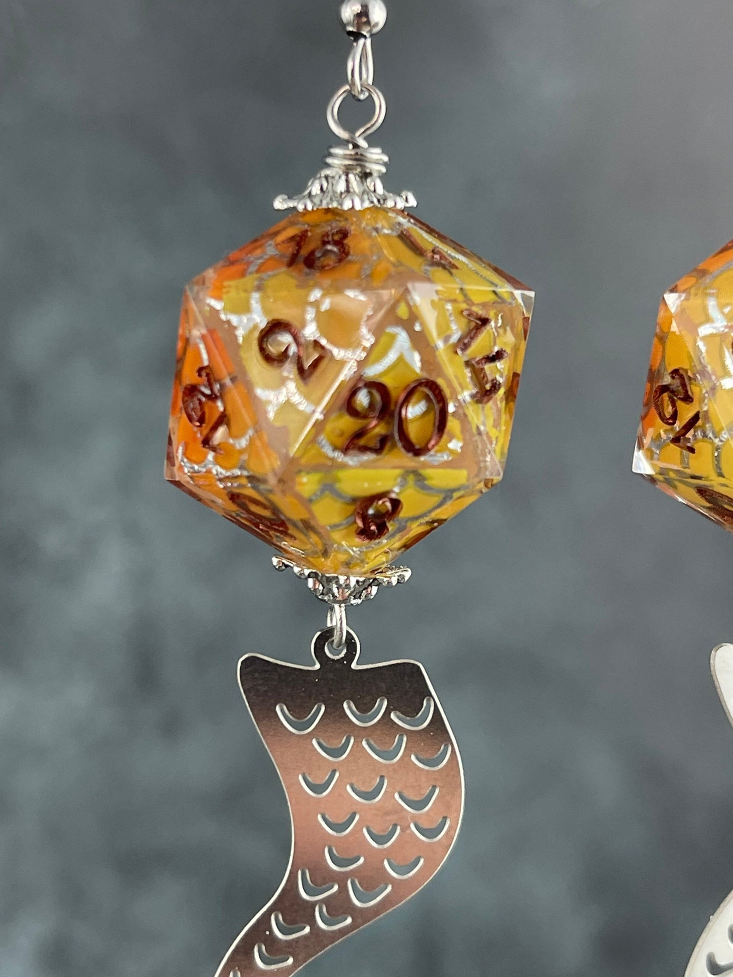 Mermaids D20 earrings yellow