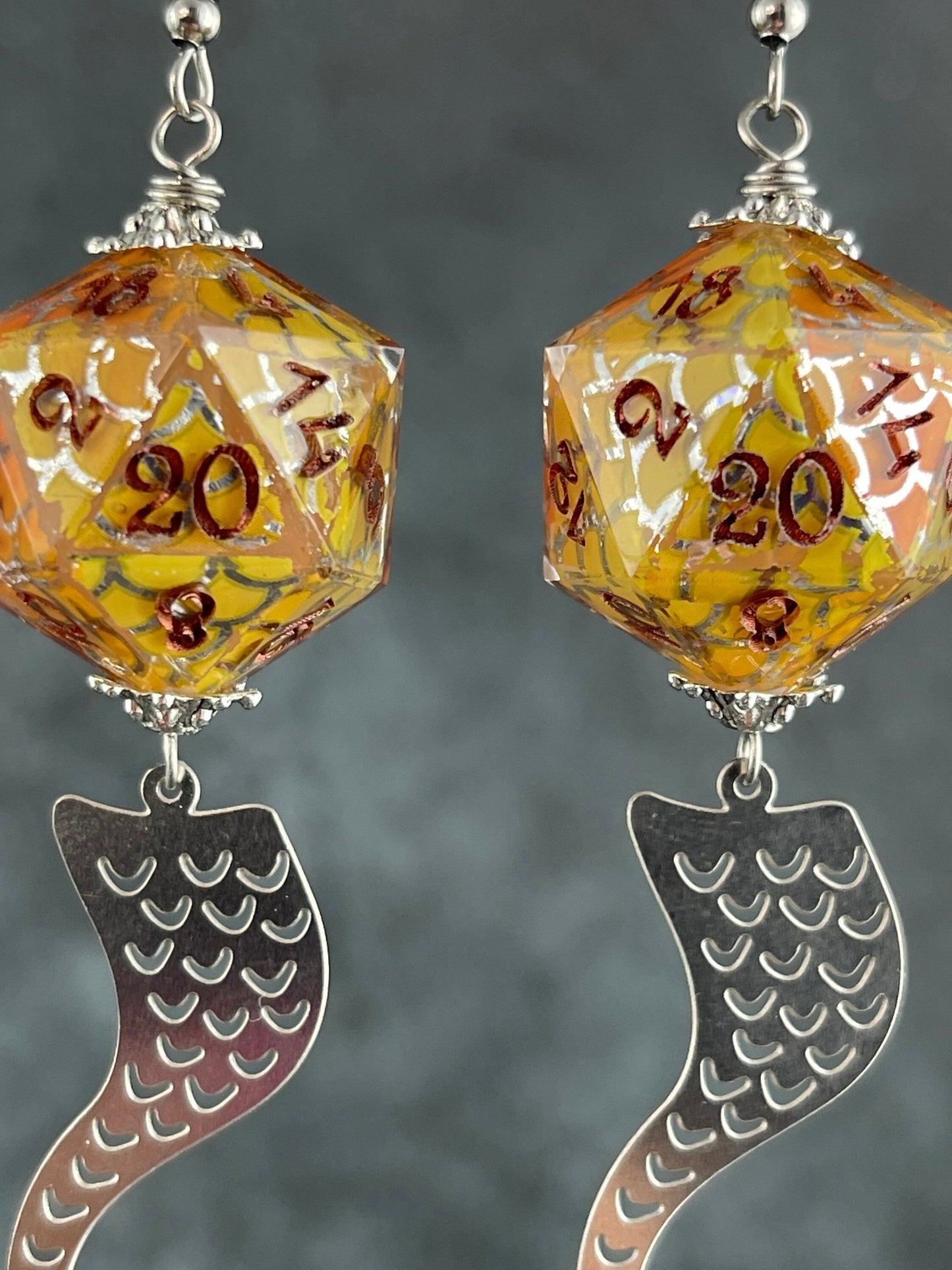 Mermaids D20 earrings yellow