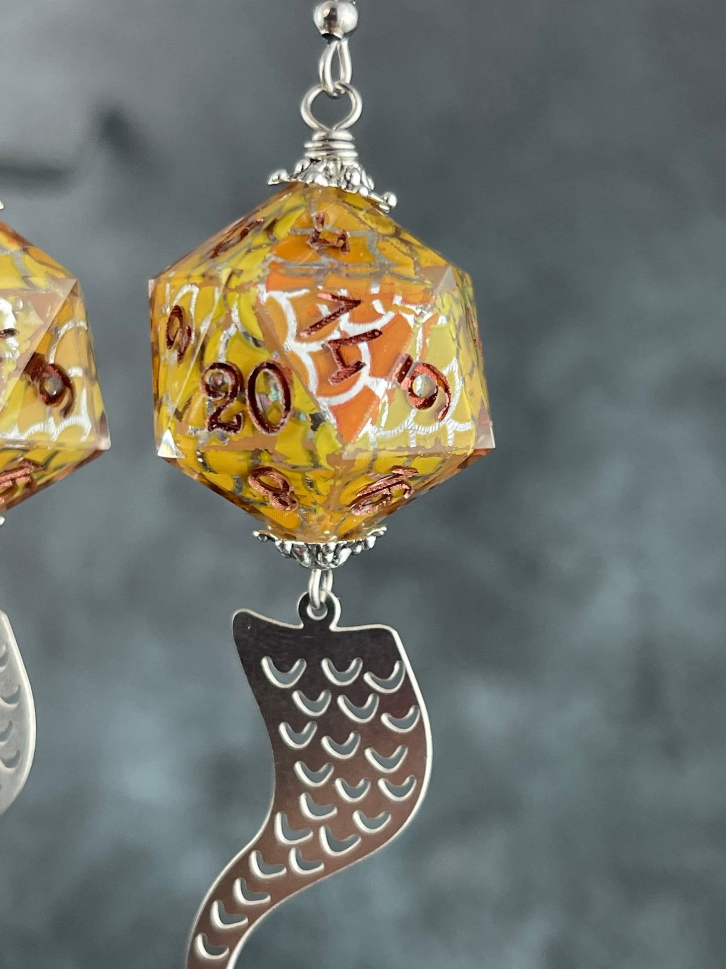 Mermaids D20 earrings yellow