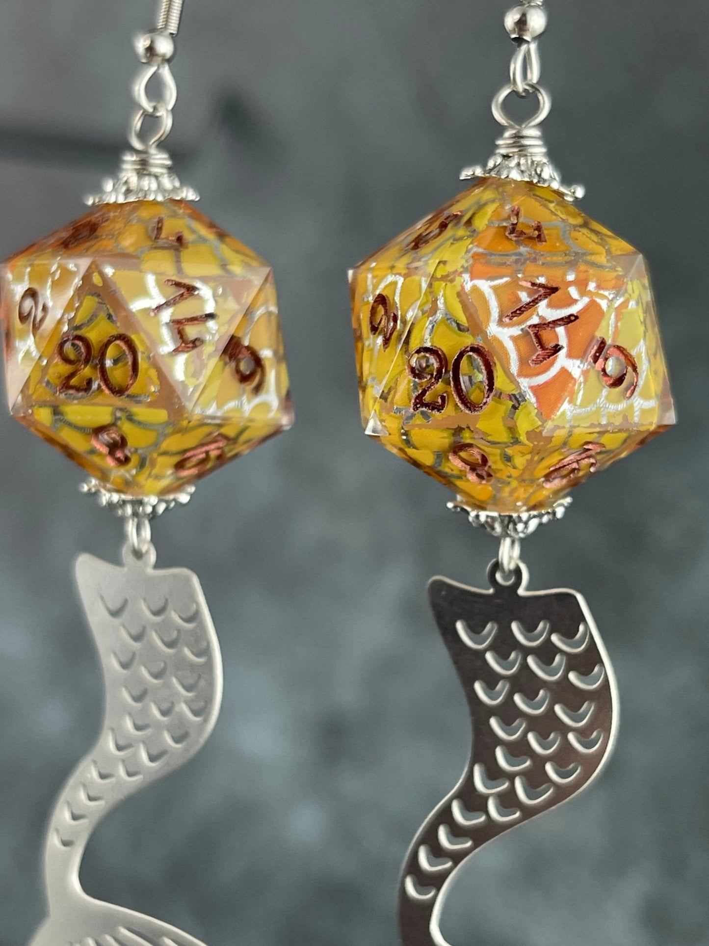 Mermaids D20 earrings yellow