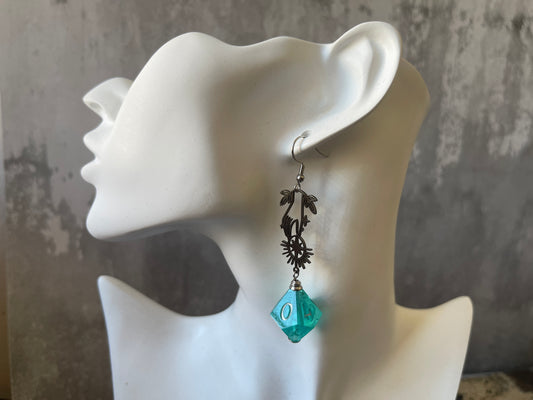 Magic D10 Earrings (silver-teal)