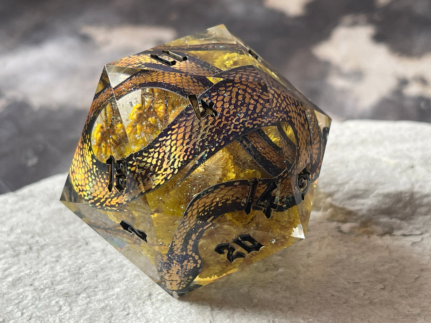 Golden Snake D20 chonk (yellow flowers)