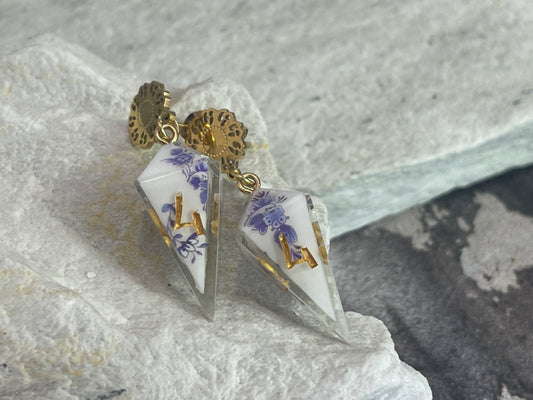 Porcelain D4 shard earrings