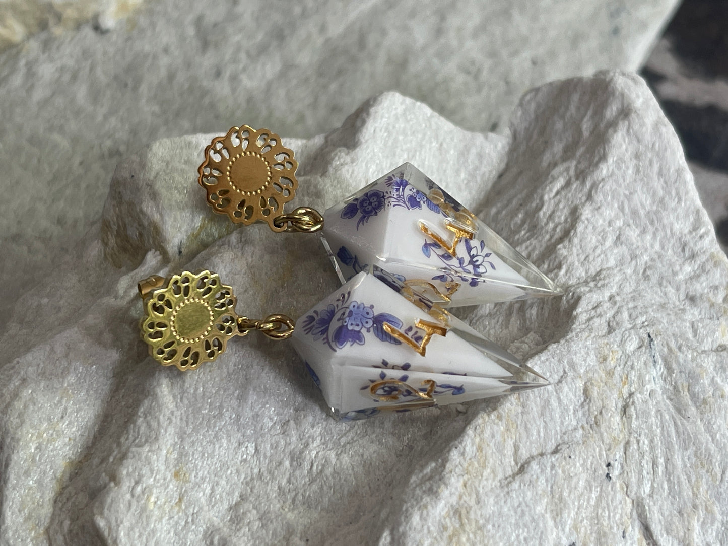 Porcelain D4 shard earrings