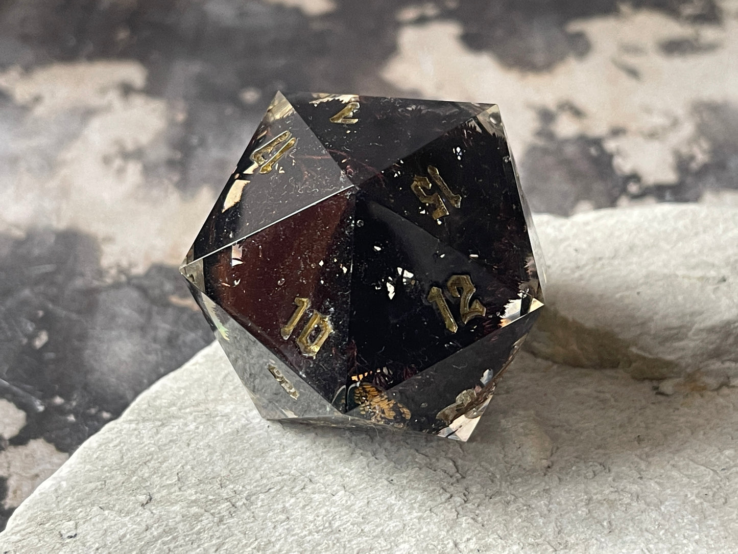 Golden Snake D20 chonk (black flowers)