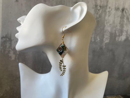 Misty Bloom D10 Earrings (gold-green and white)