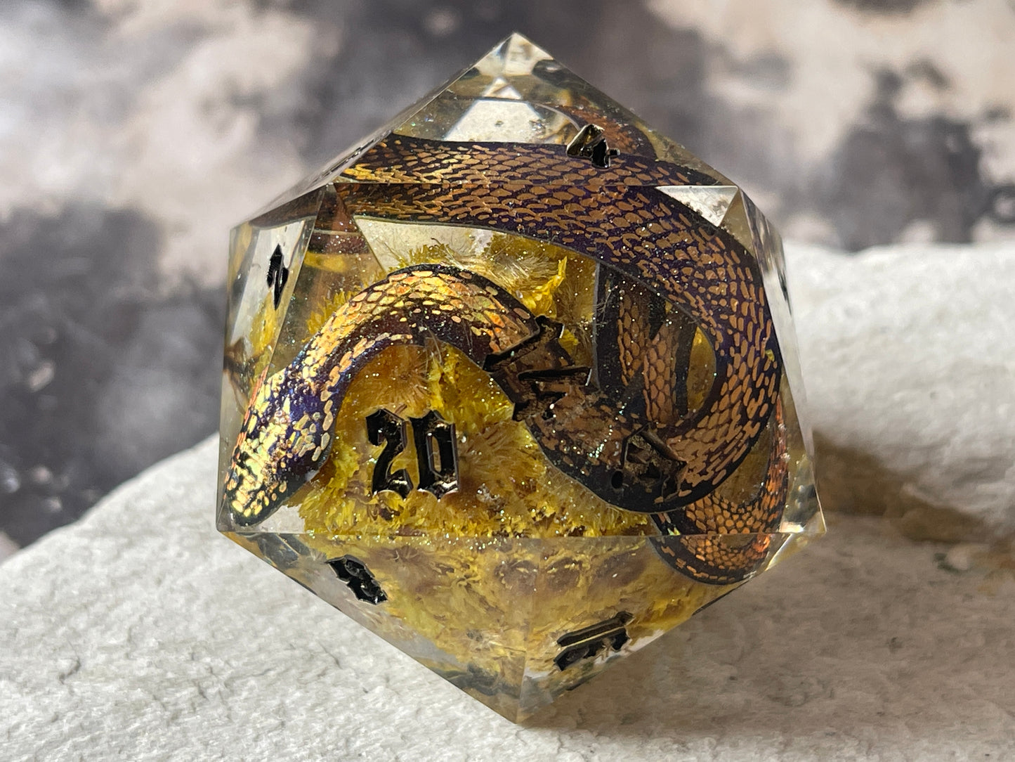 Golden Snake D20 chonk (yellow flowers)