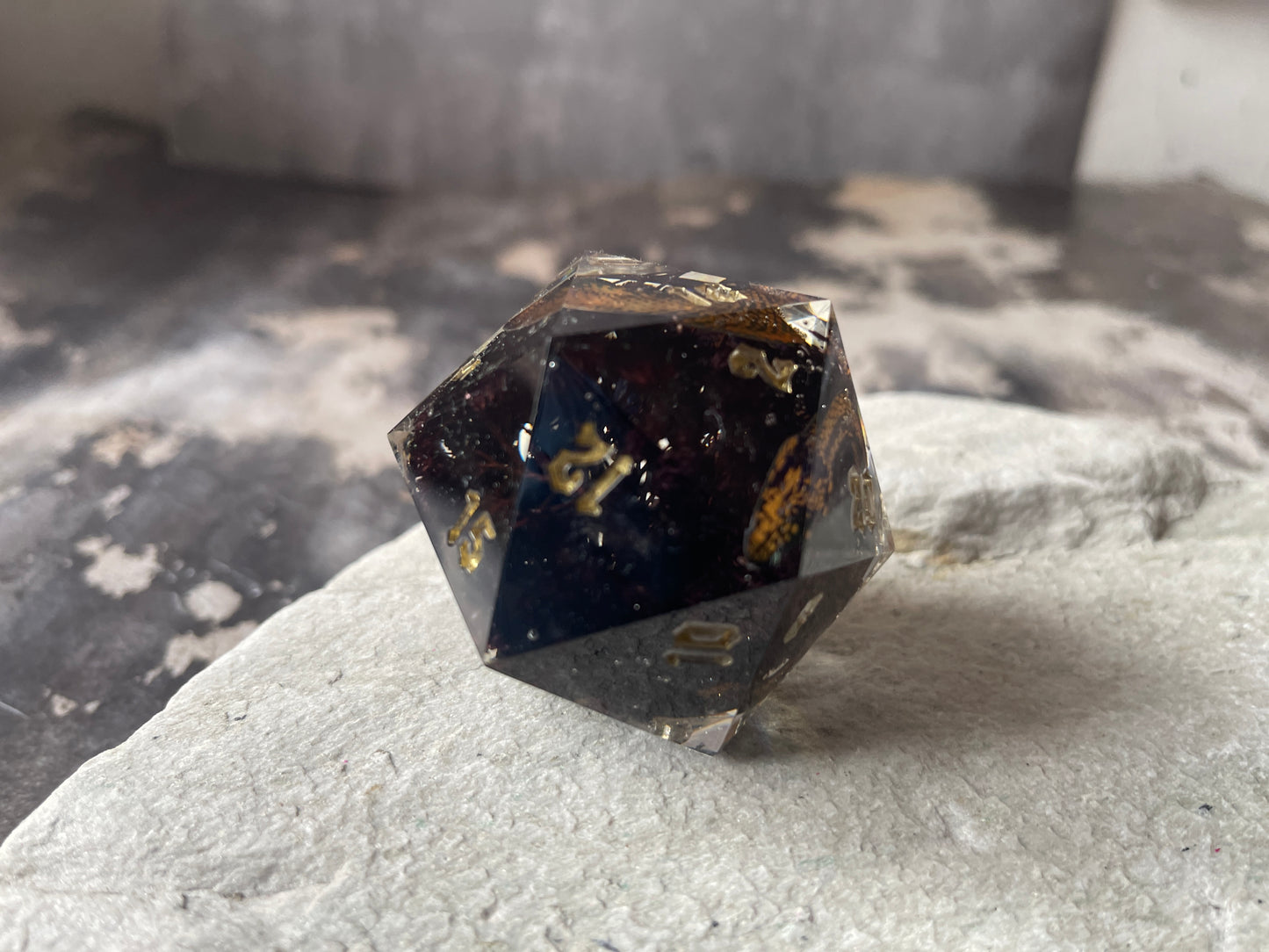Golden Snake D20 chonk (black flowers)