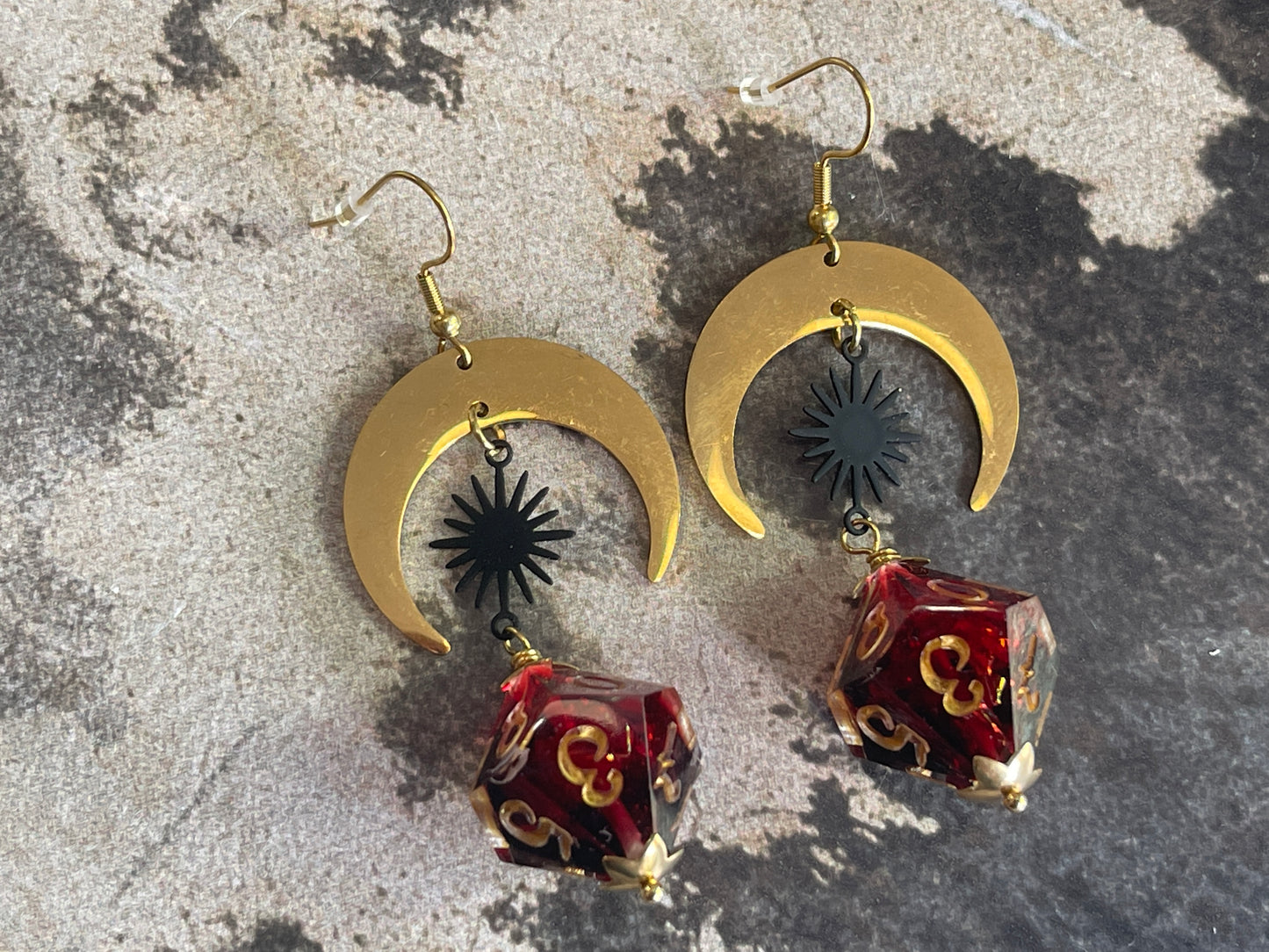 Red and Gold Luna D10 earrings