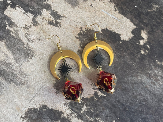 Red and Gold Luna D10 earrings
