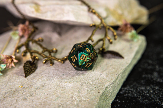 Druid d20 dice necklace green