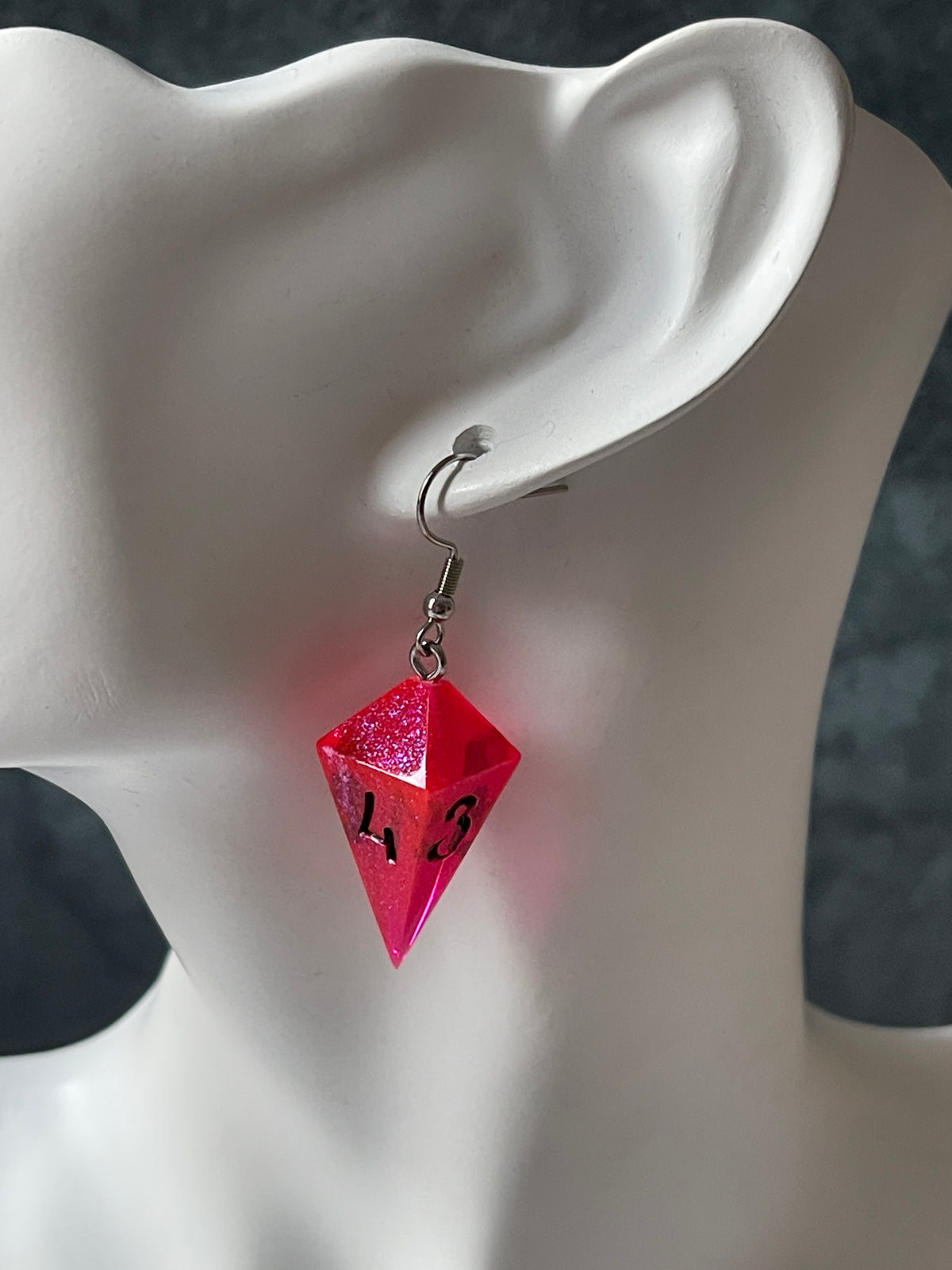 Neon Goth D4 dice earrings