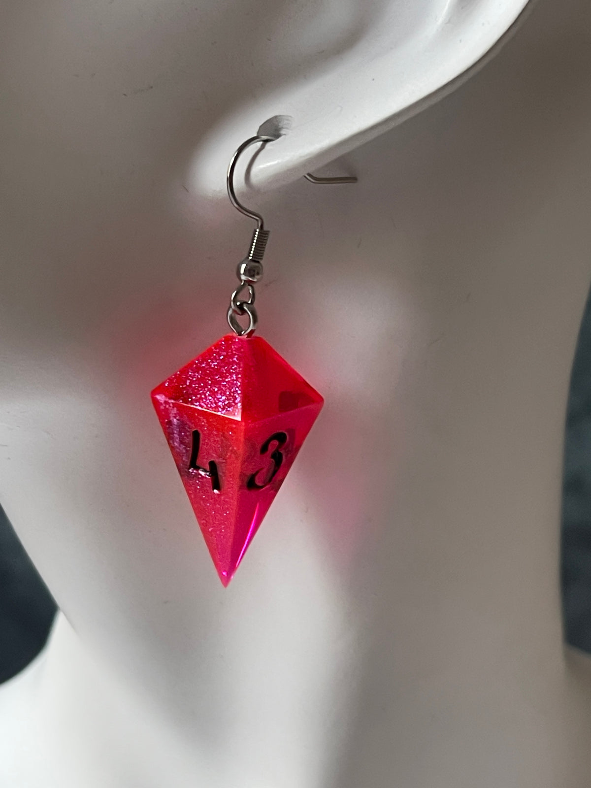Neon Goth D4 dice earrings