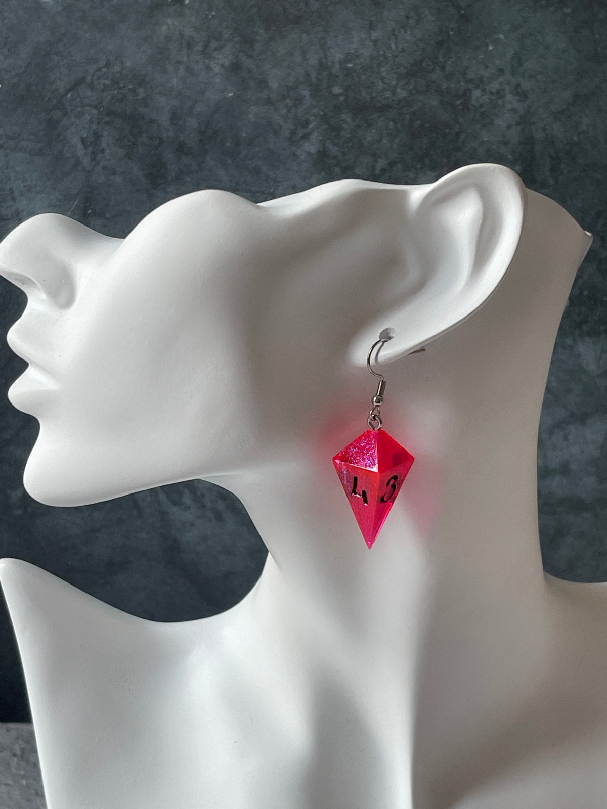 Neon Goth D4 dice earrings