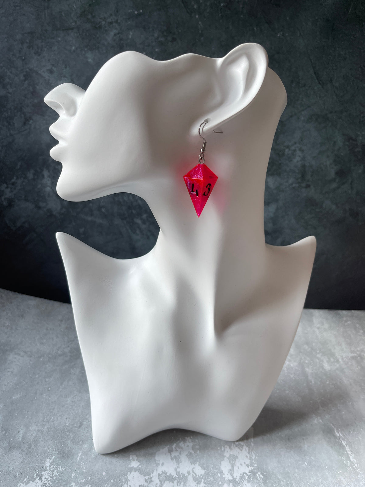 Neon Goth D4 dice earrings