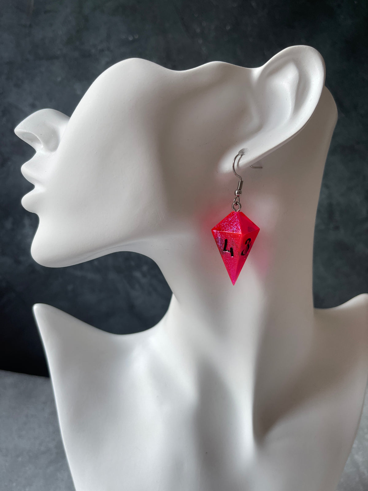 Neon Goth D4 dice earrings