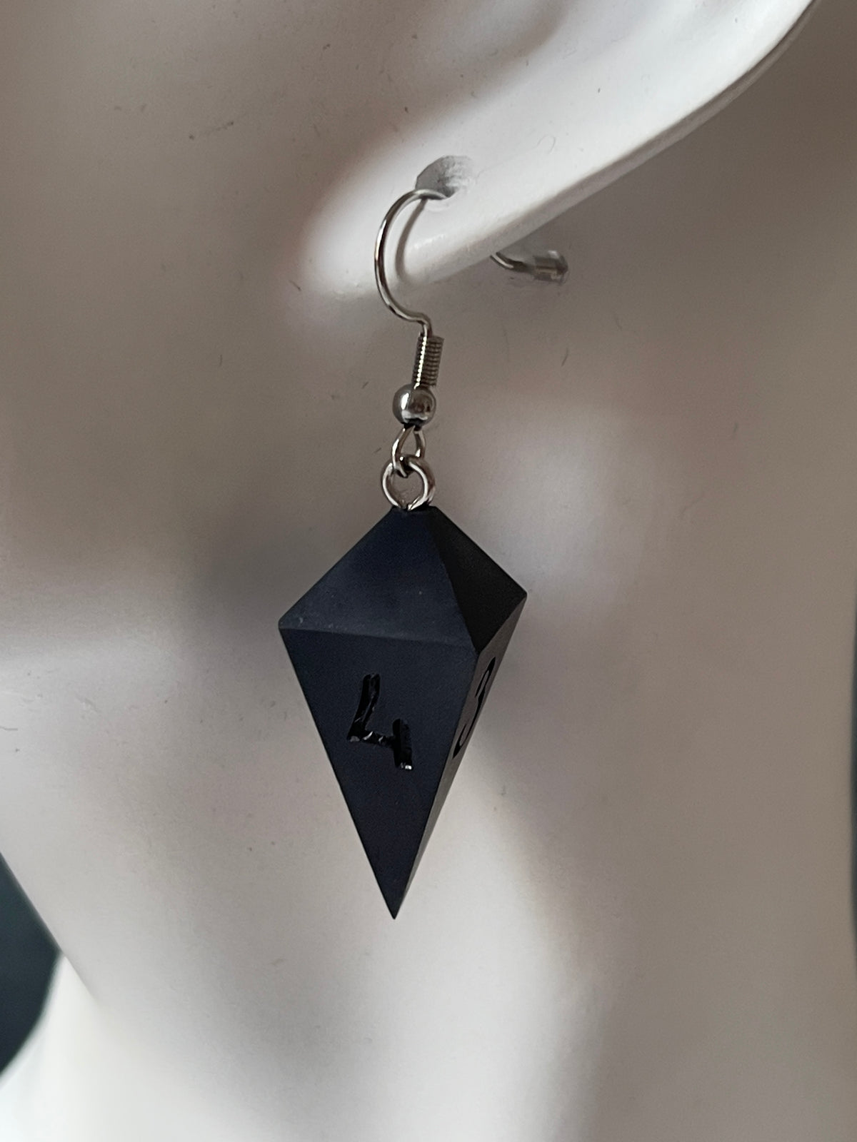 Black Coal D4 dice earrings