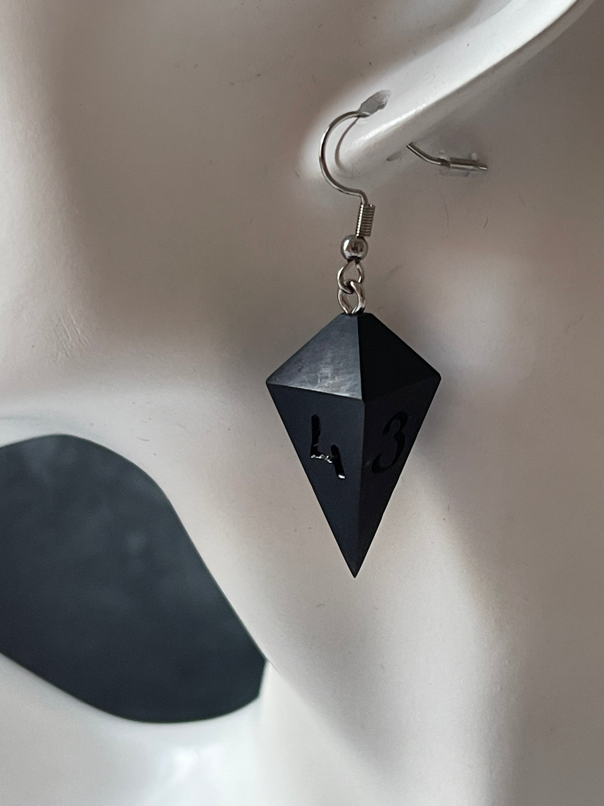 Black Coal D4 dice earrings