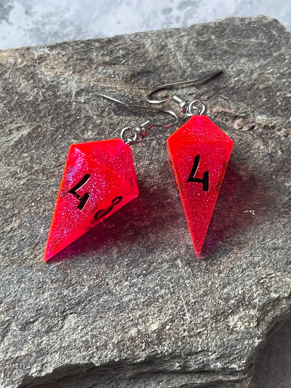 Neon Goth D4 dice earrings