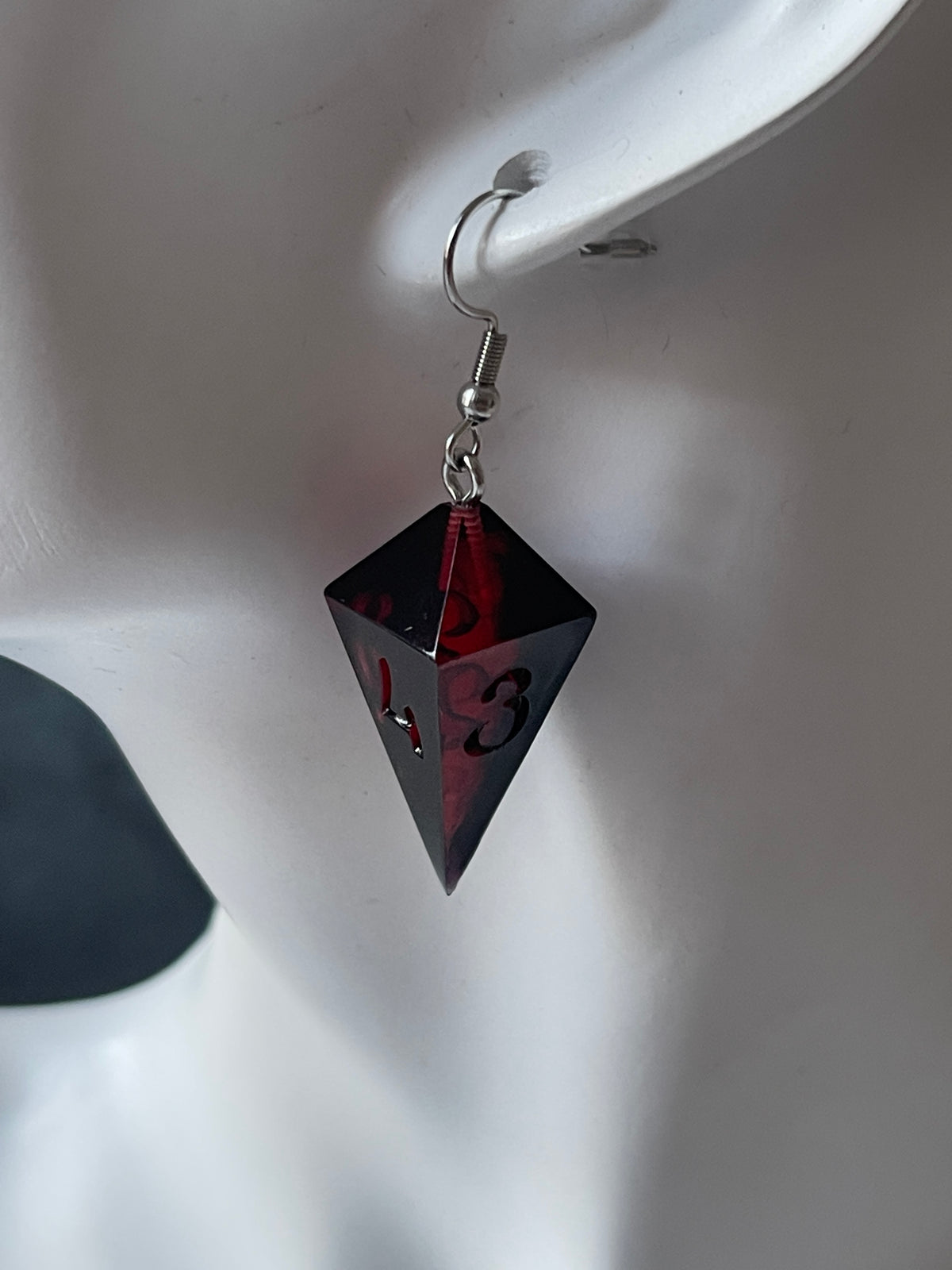 Vampire Blood D4 dice earrings
