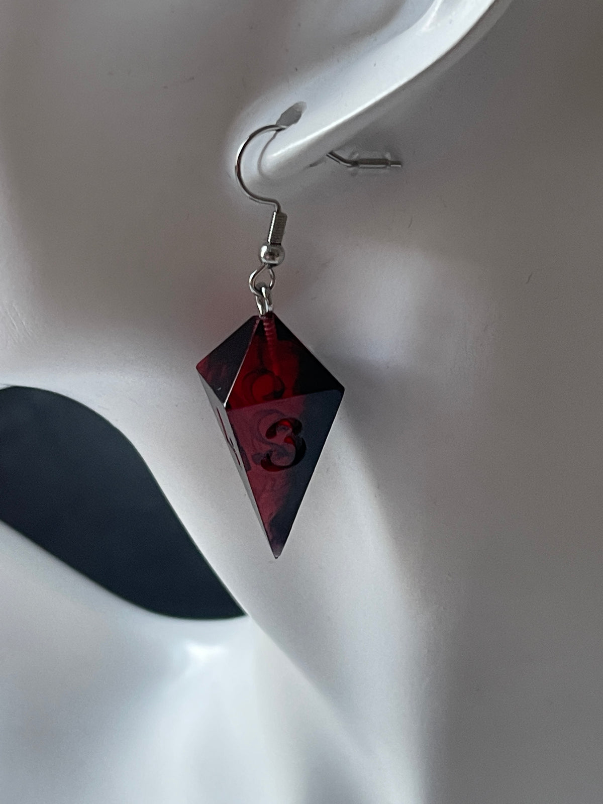 Vampire Blood D4 dice earrings