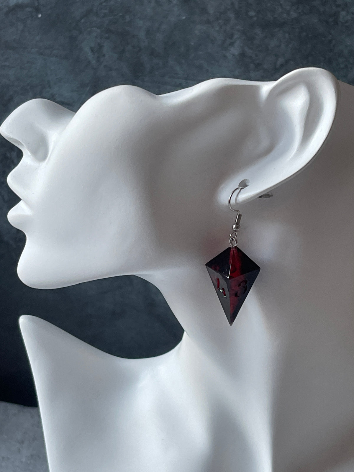 Vampire Blood D4 dice earrings