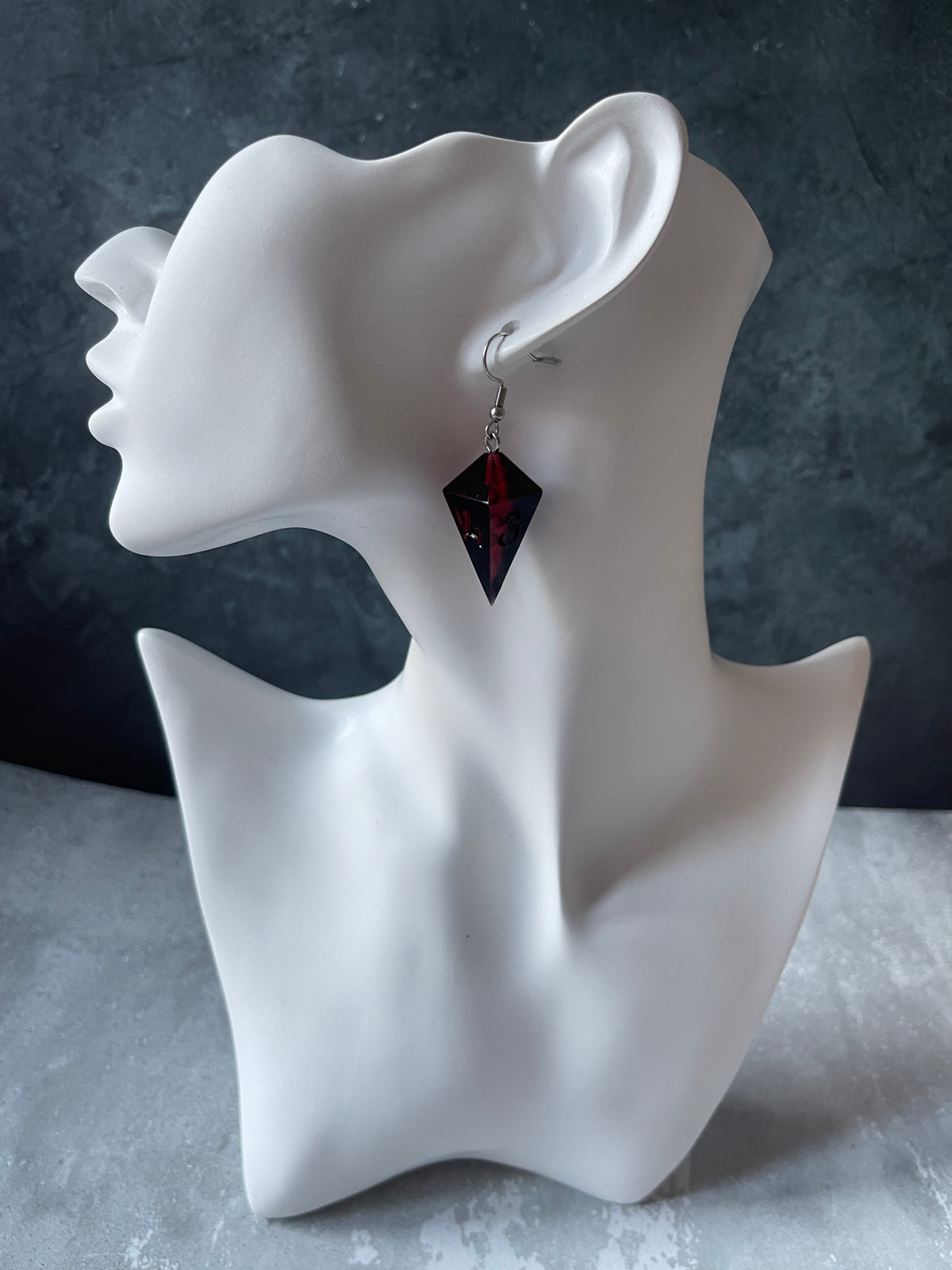 Vampire Blood D4 dice earrings