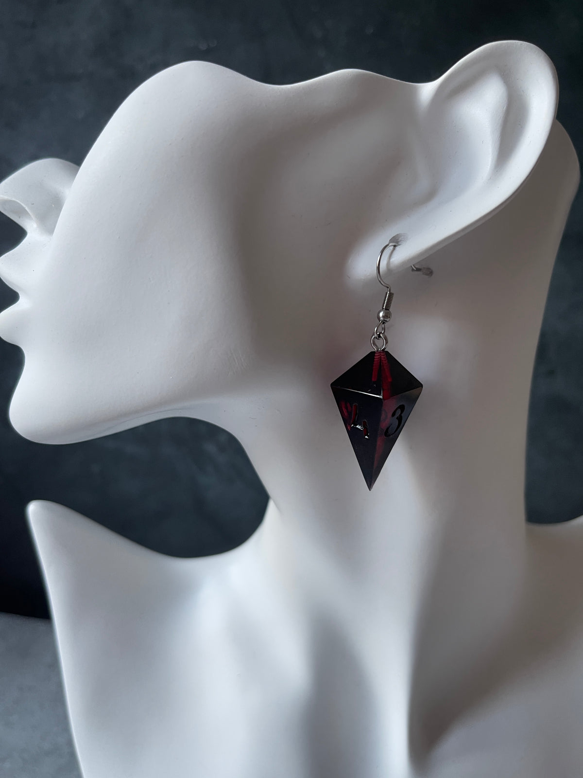 Vampire Blood D4 dice earrings